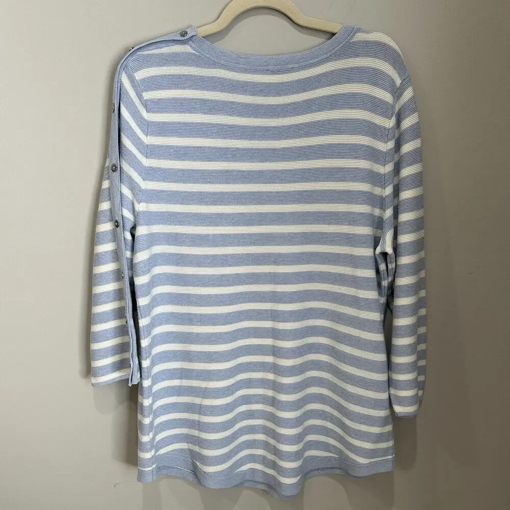 Talbots Sweater Women’s Long Sleeve‎ Pullover Size X-Large Blue White Stripes - Picture 5 of 7